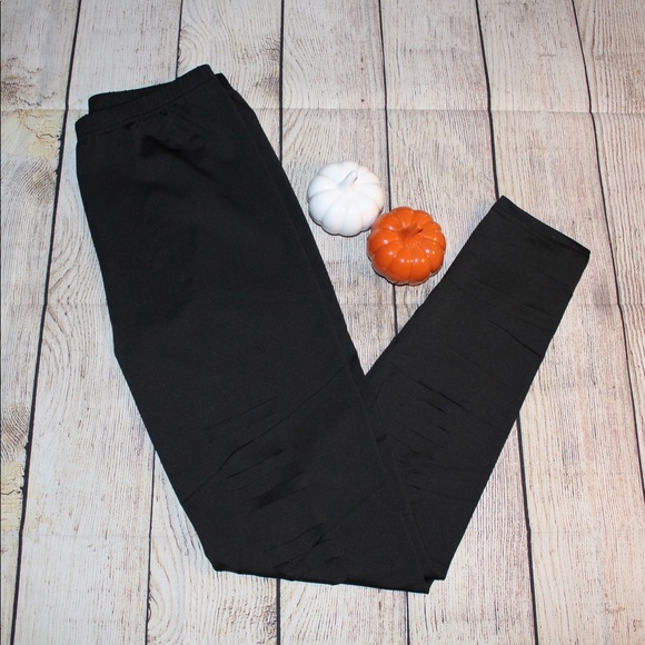 Black distressed leggings - Picture 1 of 3
